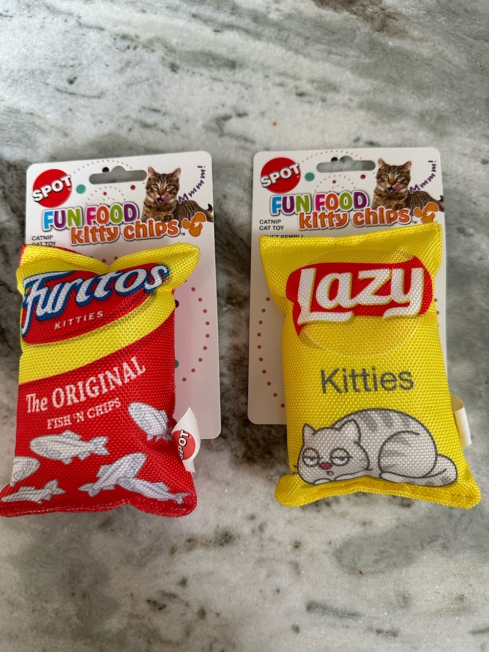 Fun Food Kitty Chips Cat Toy - Yellow & Red